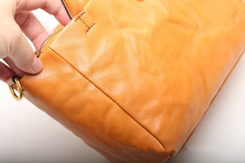 Premium Leather Vintage Tote Handbag Woyaza
