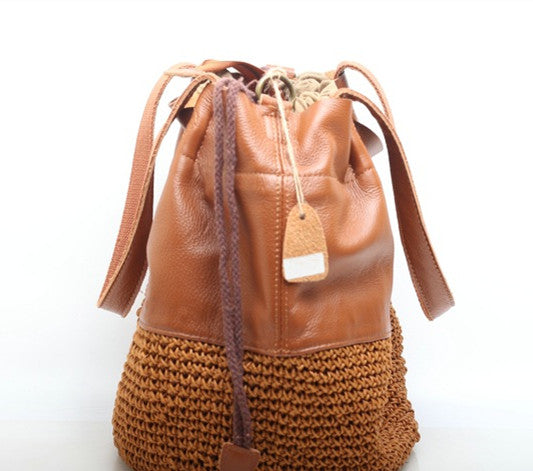 High Capacity Retro Leather Tote Bag Woyaza