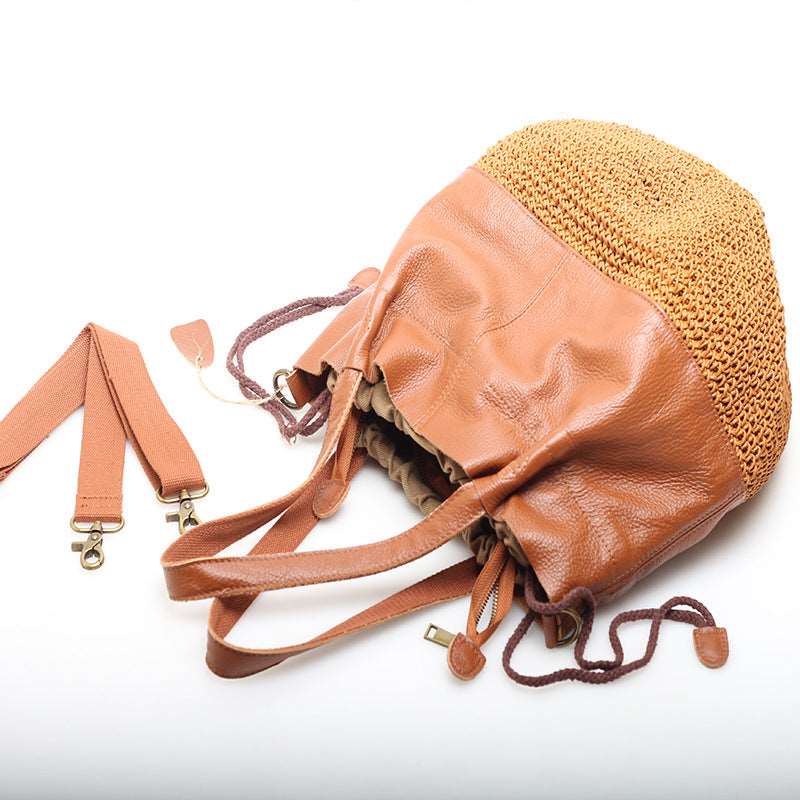 Genuine Leather Bucket Bag for Ladies Woyaza