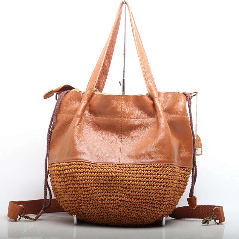 Women's Vintage Leather Bucket Bag Woyaza
