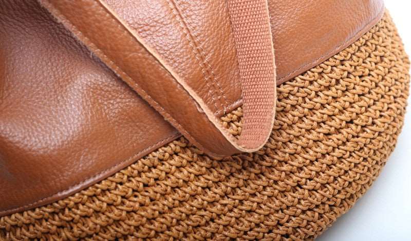 Fashionable Leather Tote with Drawstring Closure Woyaza