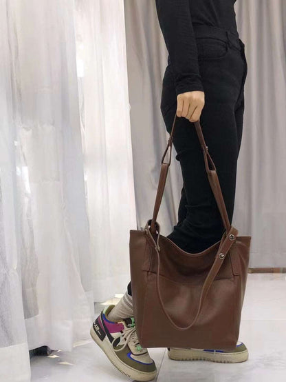 Trendy Soft Leather Women's Shoulder Tote Handbag woyaza