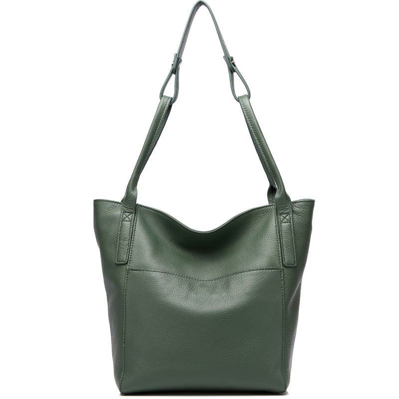 Versatile Genuine Leather Women's Tote Bag with Adjustable Strap woyaza