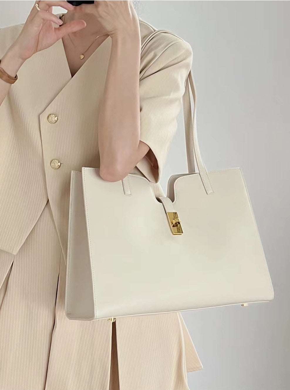 Elegant Women's Office Tote Handbag Genuine Leather Woyaza