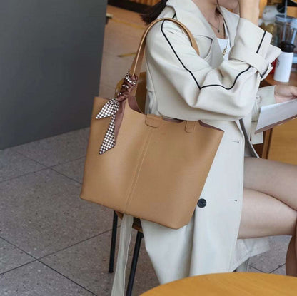 Soft Leather Stylish Work Tote Bag woyaza