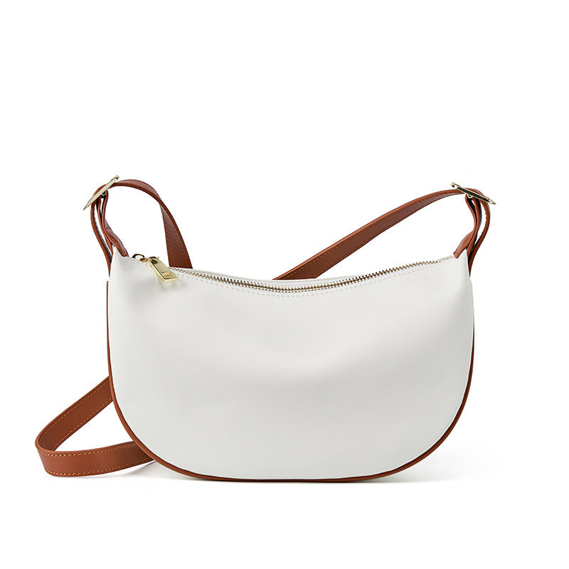 Stylish Leather Female Half-Moon Shoulder Bag woyaza