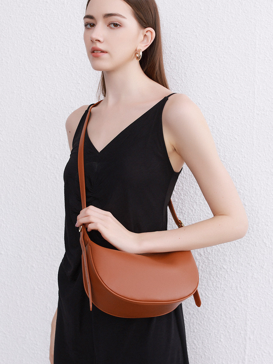 Premium Leather Women's Fashion Shoulder Bag Crescent-shaped woyaza