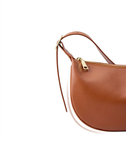 Classy Leather Women's Crescent-shaped Crossbody Handbag Luxury Finish woyaza