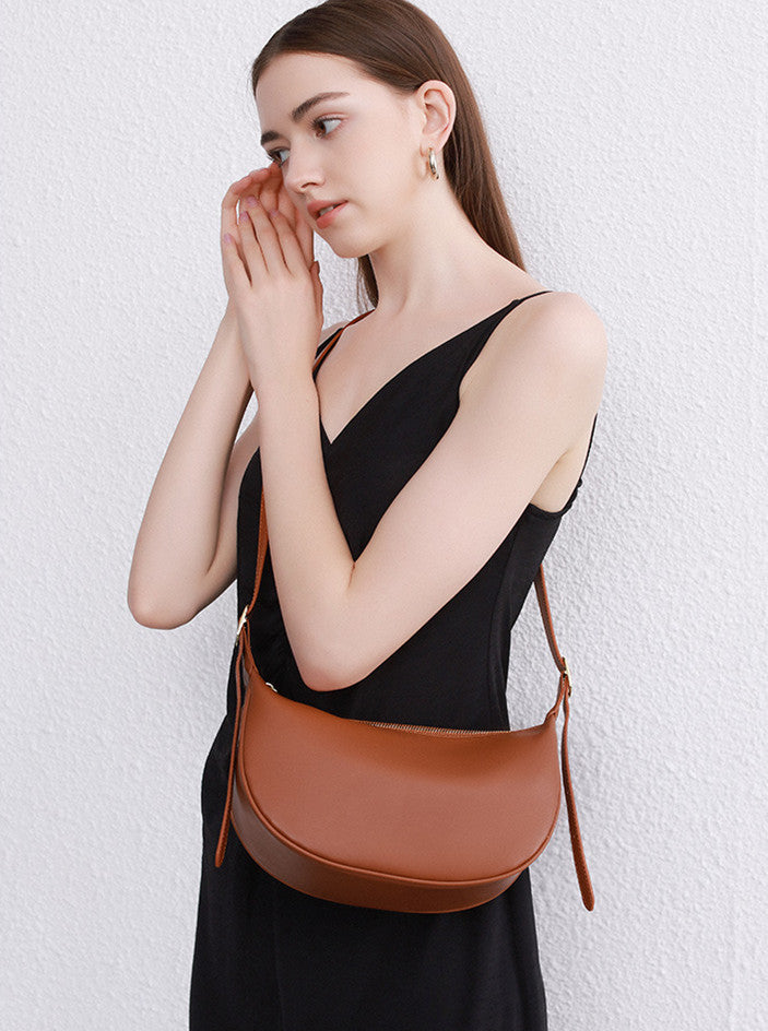 Luxury Leather Ladies' Crescent Shoulder Bag Soft Leather woyaza