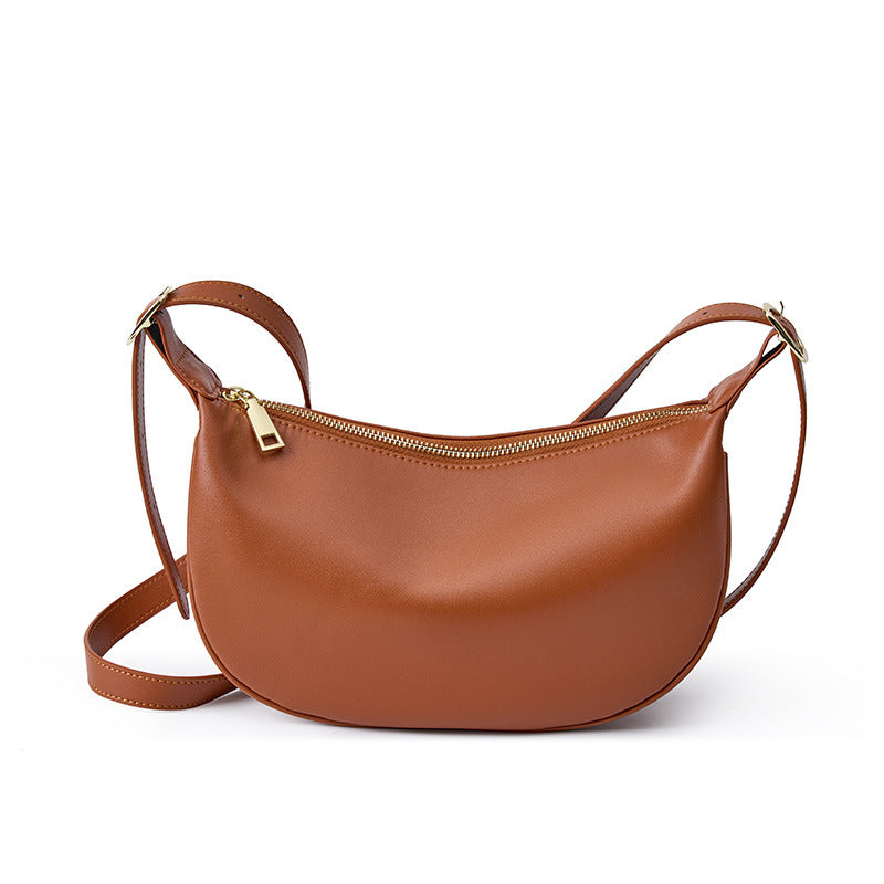 Soft Leather Ladies Crescent Shoulder Bag woyaza