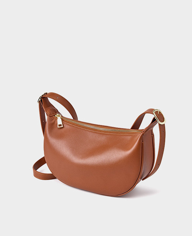Trendy Leather Women's Semi-round Crossbody Bag Soft Texture woyaza