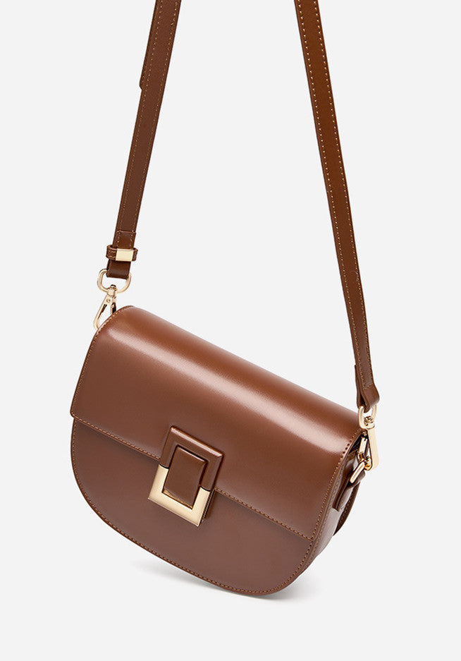 Genuine Leather Small Saddle Handbag