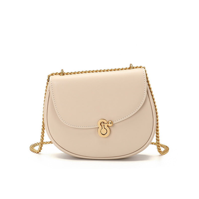 Compact Saddle Bag with Elegant Metal Chain