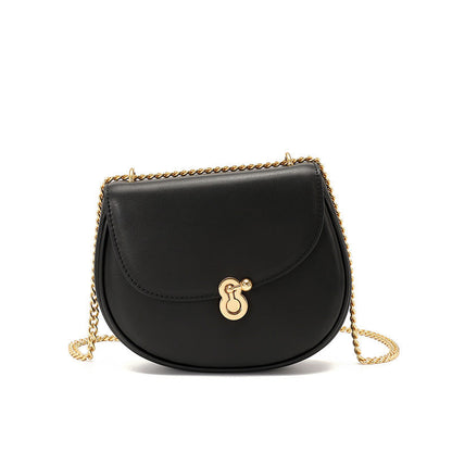 Genuine Leather Mini Saddle Crossbody with Chain