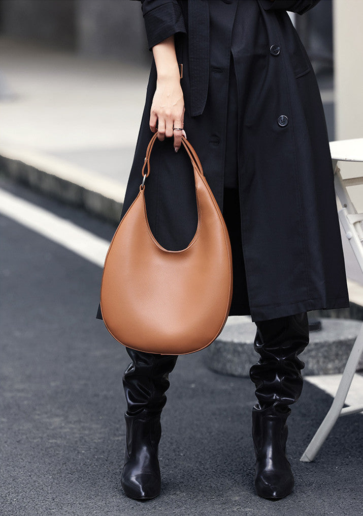 Elegant Leather Crescent Bag