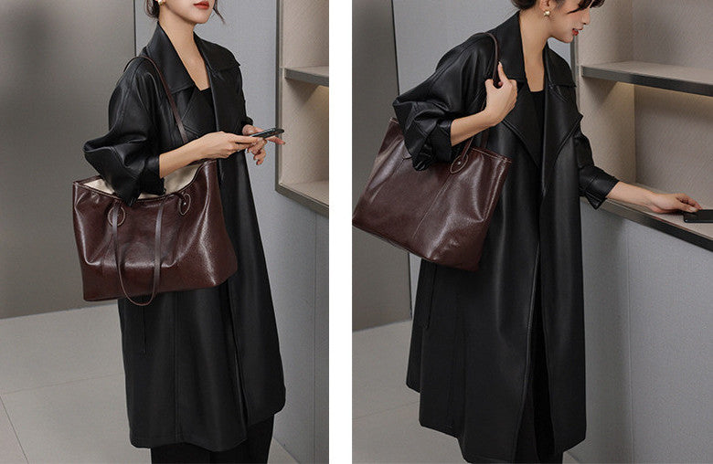 All-Match Elegant Leather Tote Bag for Work and Leisure