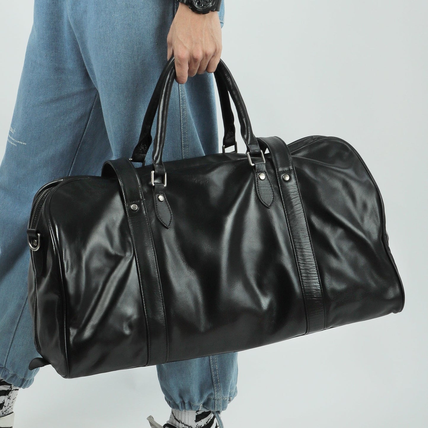Genuine Leather Retro Style Travel Luggage for Men Woyaza