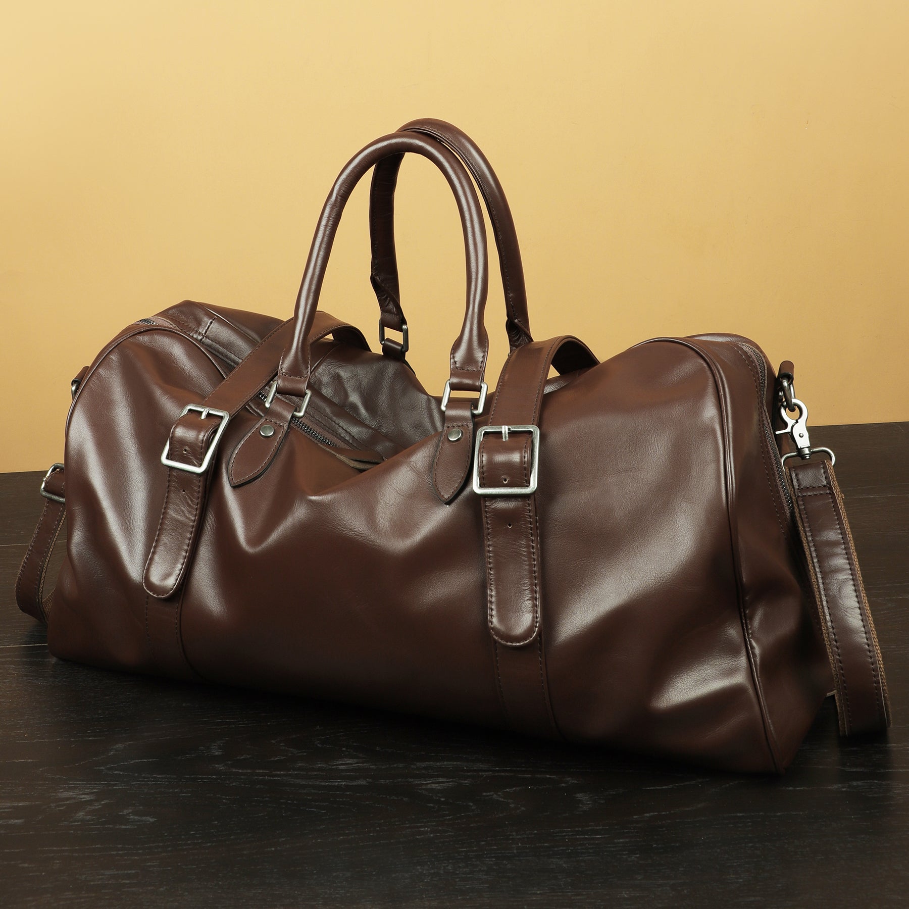 Classic Leather Gym Duffle Bag for Men Woyaza