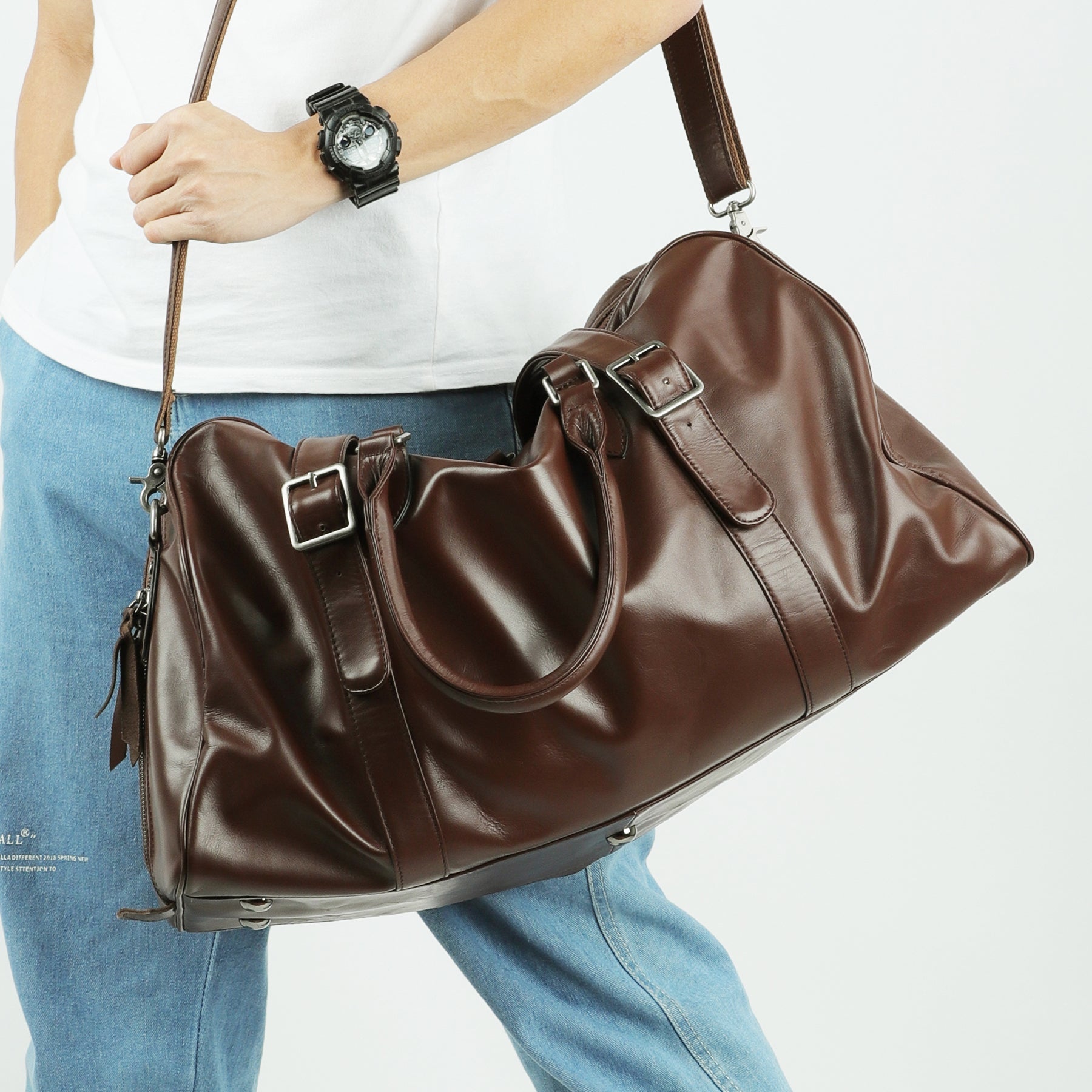 Premium Leather Weekend Travel Bag for Men Woyaza