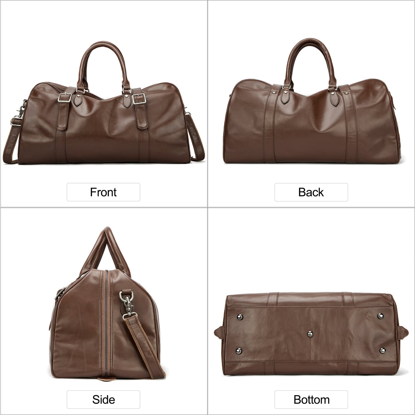 Men's Retro Leather Weekender Bag for Travel Woyaza