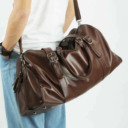 Vintage Style Large Leather Travel Bag for Men Woyaza