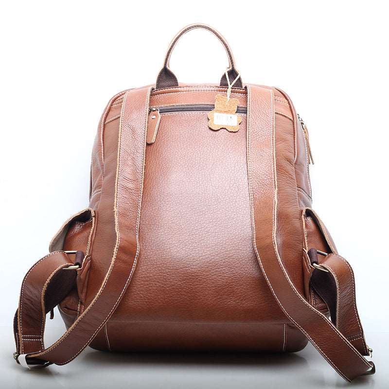 Stylish Genuine Leather Men's College Backpack with Laptop Sleeve Woyaza