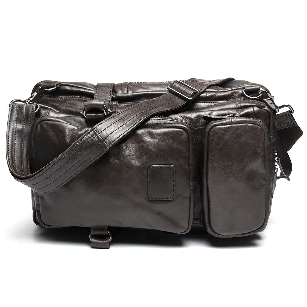 High-Capacity Vintage Leather Backpack for Men with Laptop Compartment Woyaza