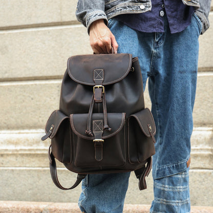 Stylish Leather Travel Backpack for Men Woyaza