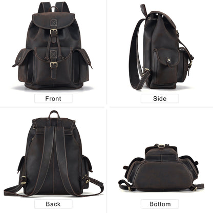 Versatile Leather Outdoor Backpack for Men Woyaza