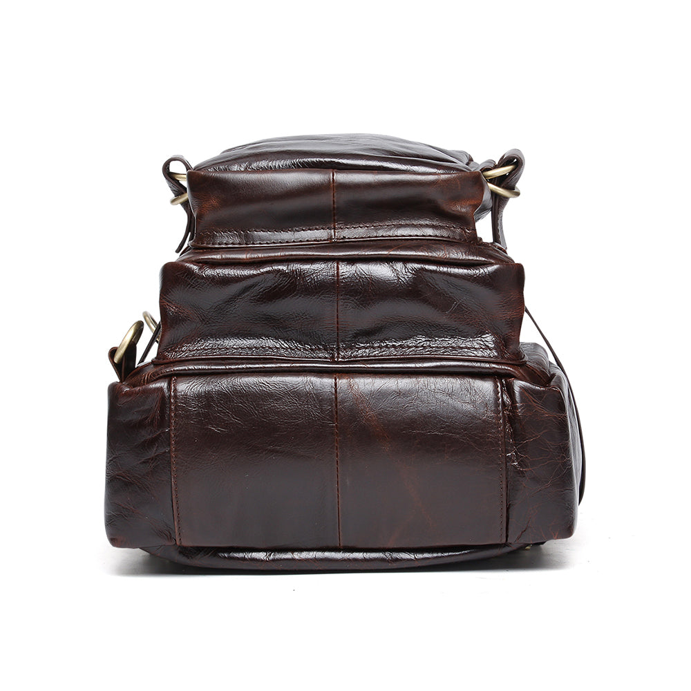 Timeless Leather Rucksack with Spacious Compartments Woyaza
