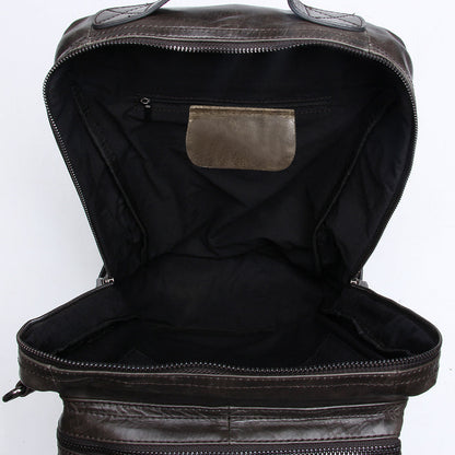 Vintage-Inspired Leather Backpack with Numerous Pockets Woyaza