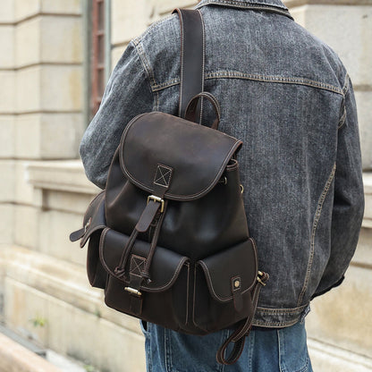 Spacious Leather Casual Backpack for Men Woyaza