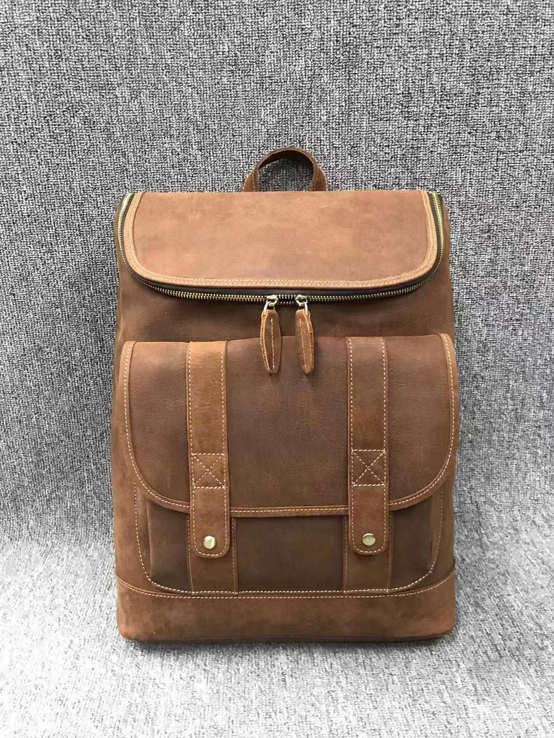 Elegant Vintage Style Leather Men's Travel Backpack woyaza