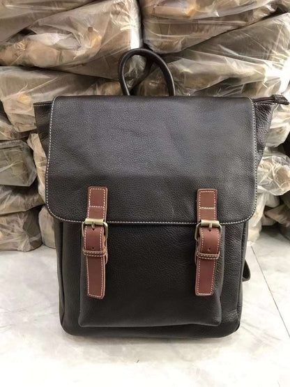 Versatile Leather Backpack with Large Capacity for Men woyaza