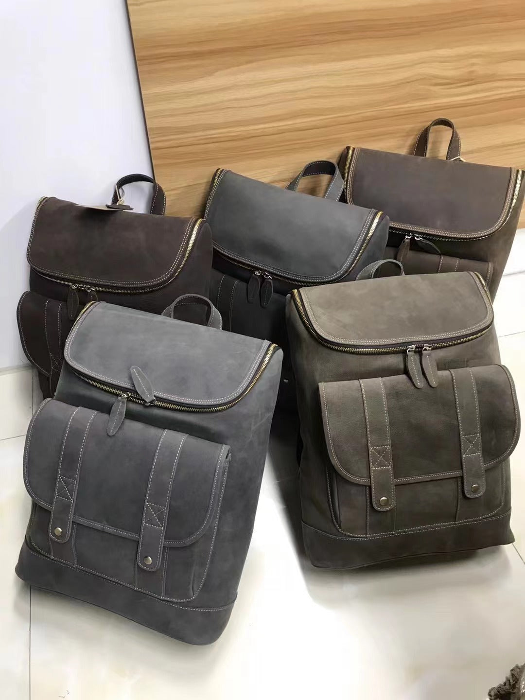 Fashionable Genuine Leather Men's Travel Backpack woyaza