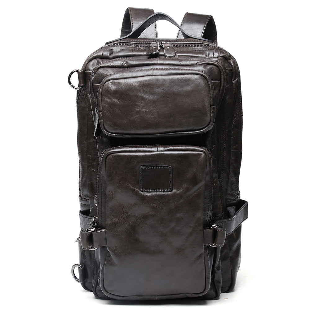 Classic Leather Rucksack with Smart Organization Solutions Woyaza