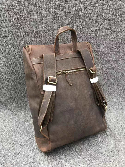 Versatile Large Capacity Leather Men's Travel Backpack woyaza