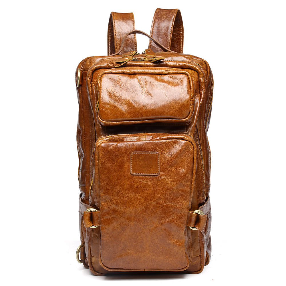 Elegant Leather Daypack with Plenty of Organizational Features Woyaza