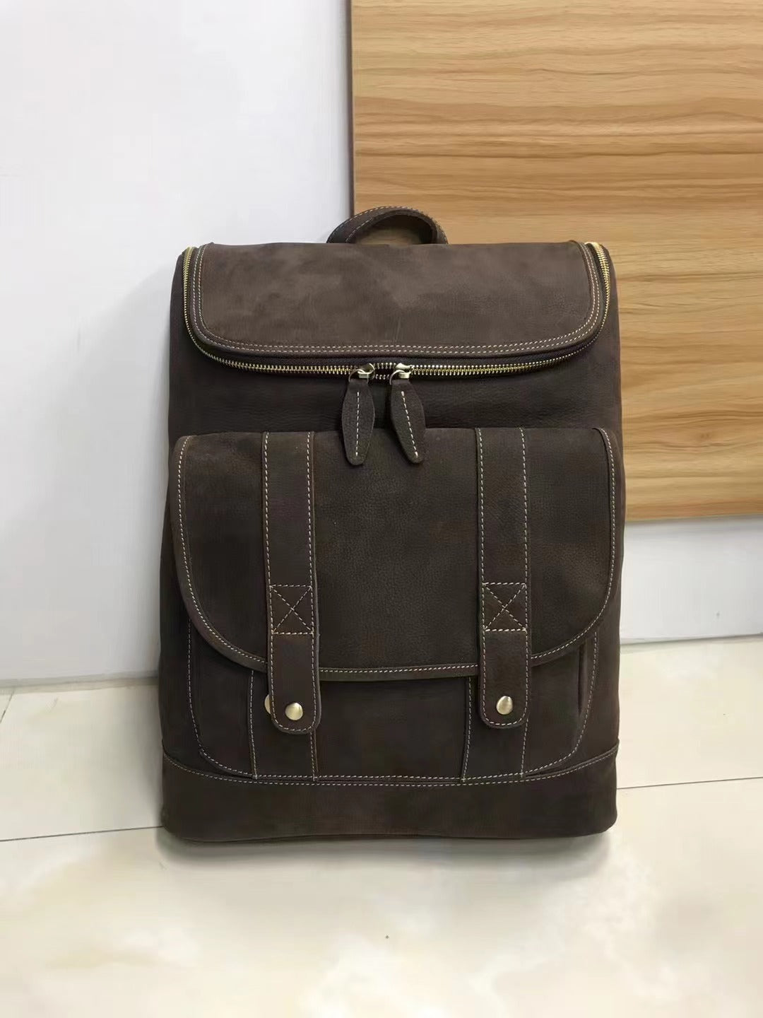 Premium Quality Spacious Genuine Leather Men's Travel Backpack woyaza