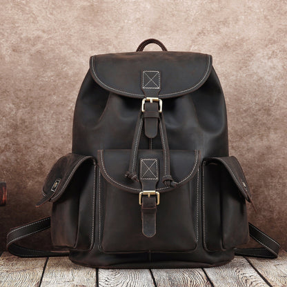 High Capacity Retro Leather Laptop Backpack Woyaza