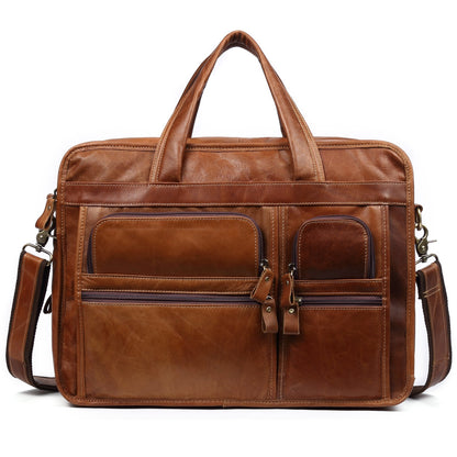 Classic Leather Men's Work Briefcase Large Capacity Woyaza