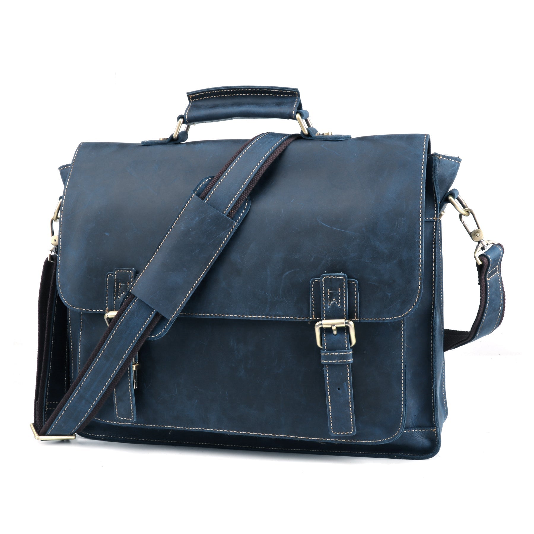 Executive Leather Briefcase Crossbody for Men woyaza