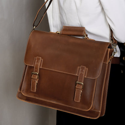 Traditional Leather Man Bag for Work woyaza
