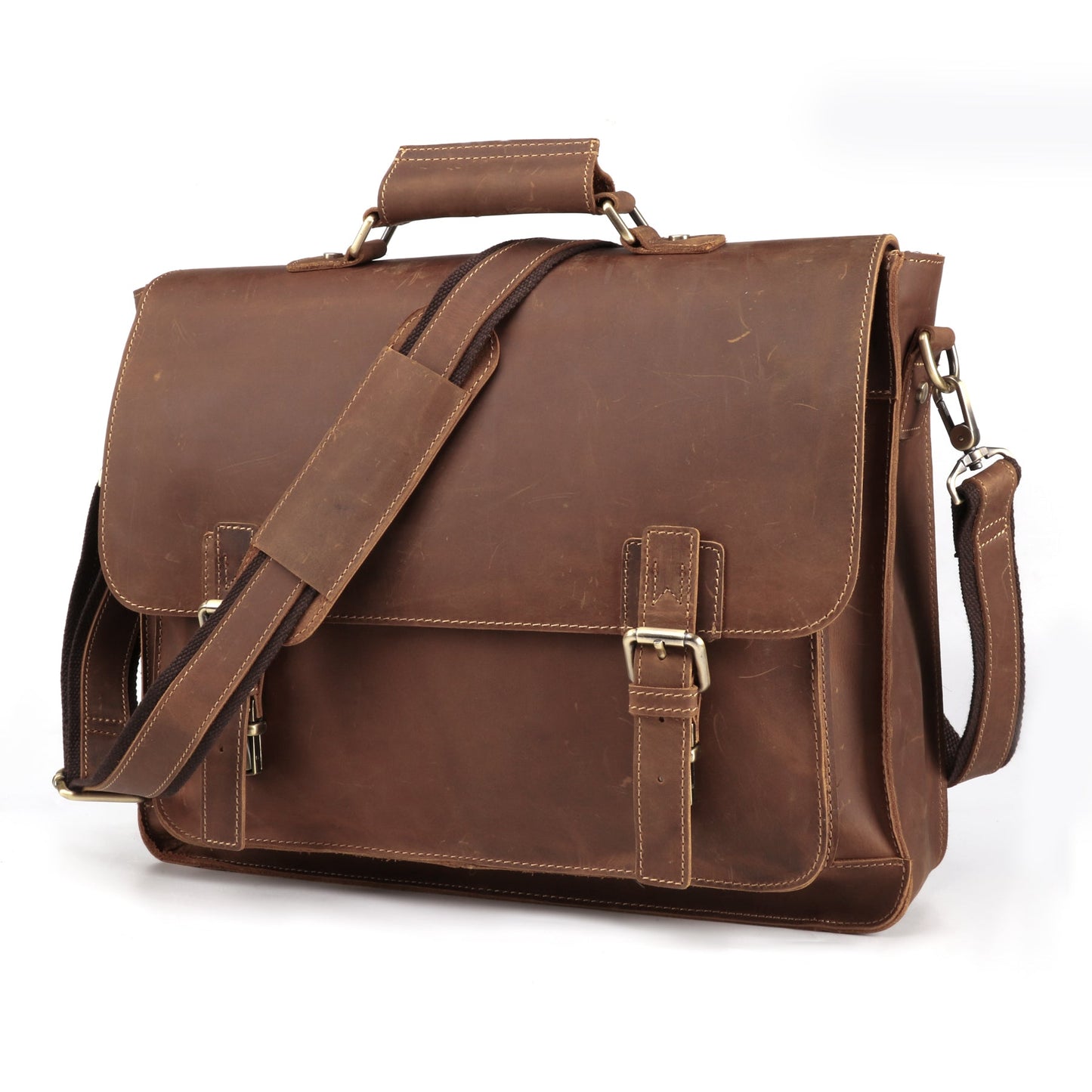 Retro Leather Satchel for Professional Use woyaza