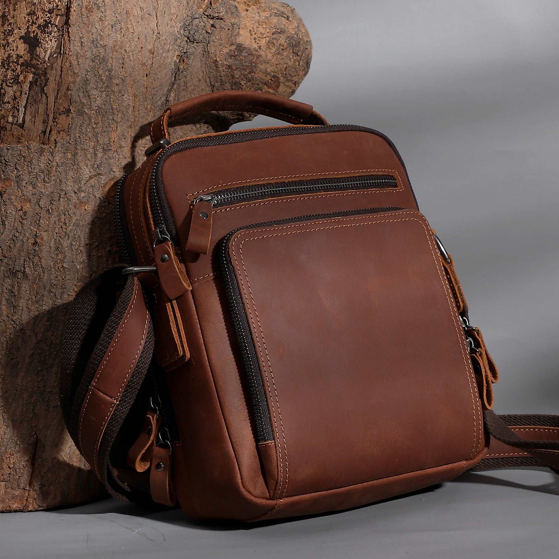 Sophisticated Leather Satchel for Gentlemen Woyaza