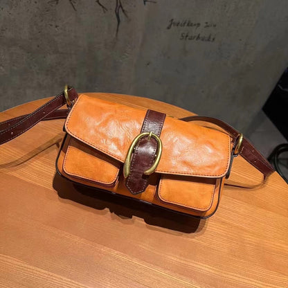 Classic Leather Messenger Bag Female woyaza