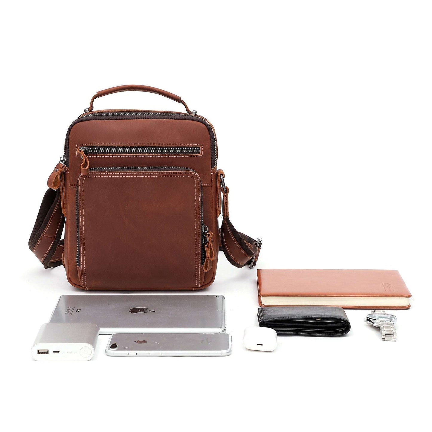 Dapper Leather Messenger Bag for Men Woyaza