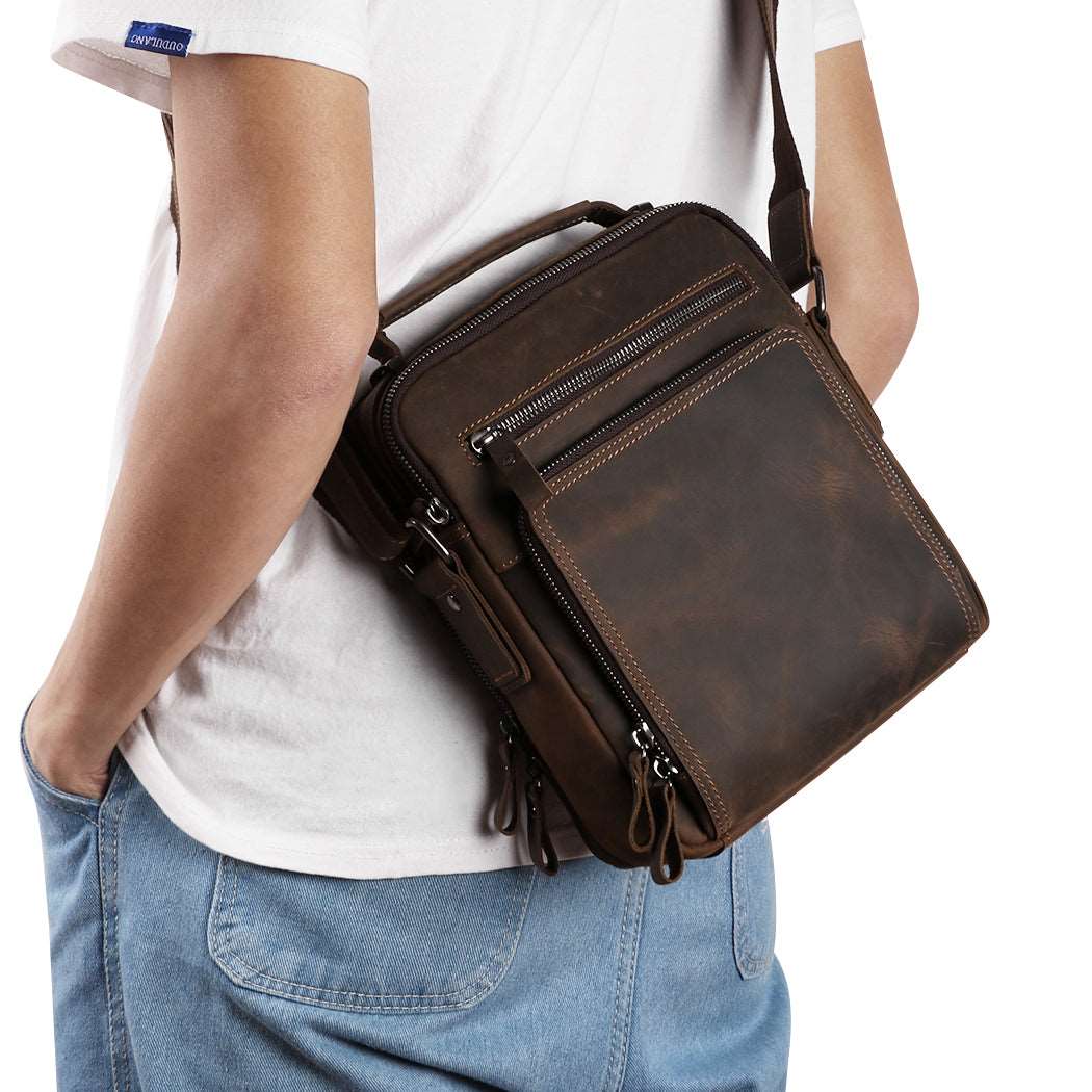 Retro Style Leather Messenger Bag for Men Woyaza