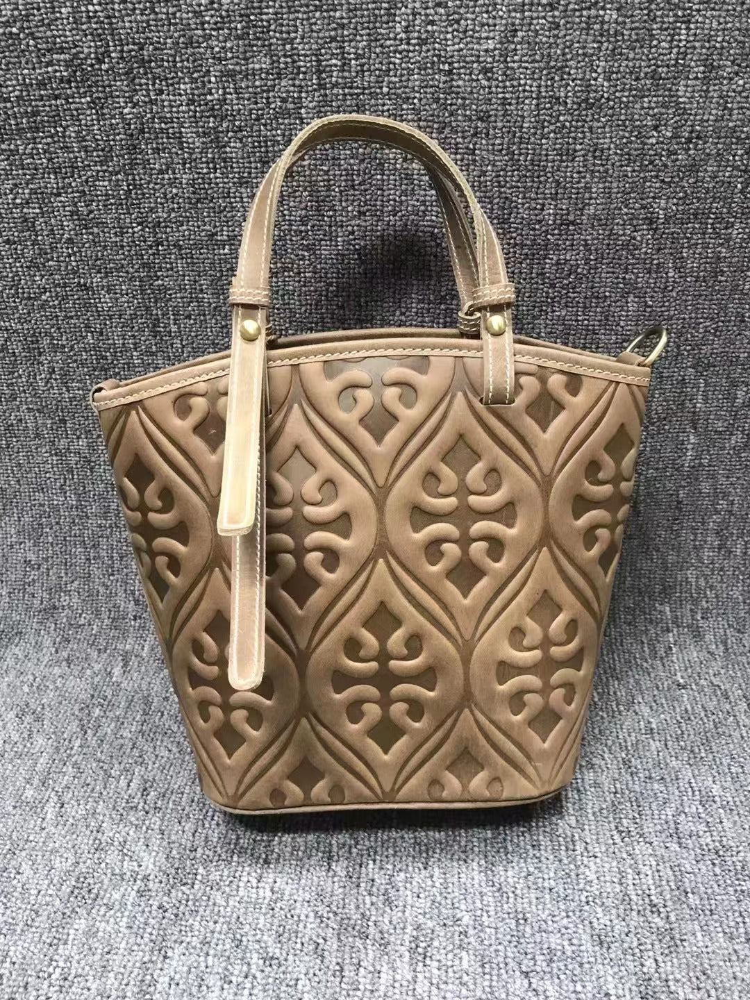 Retro Genuine Leather Shoulder Bag Embossed Pattern woyaza