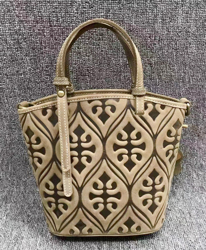 Vintage Leather Handbag Embossed Design woyaza